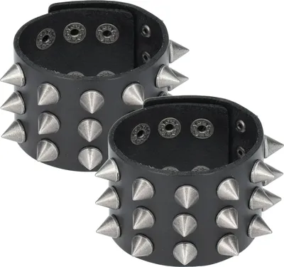 Obrázek produktu pro 01 Náramek z umělé kůže s hroty, punkový náramek, jedinečná umělá kůže 2 kusy pro rockovou kapelu, retro punk party
