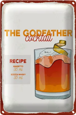 Produktbild von Blechschild Rezept The Godfather Cocktail Recipe 18x12cm