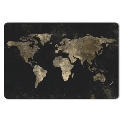 Produktbild von MuchoWow® Schreibtischunterlage Weltkarte - Schwarz - Gold 60x40 cm - XXL Mauspad - Großes Mauspad