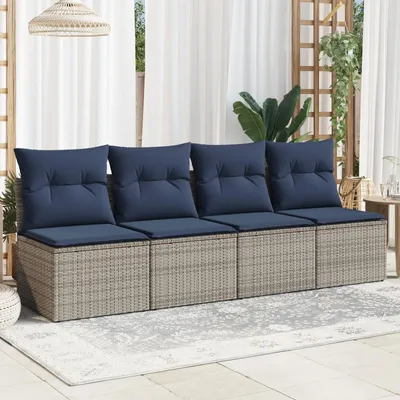 Obrázok produktu pre vidaXL | Záhradná pohovka | s vankúšmi Sivá 220 x 62 x 69cm Poly-Rattan