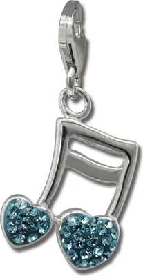 Produktbild von SilberDream hellblau Doppelnote Herz Zirkonia 925 Silber Charms-Anhänger GSC553H