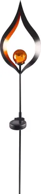 Produktbild von Solar Metall-Gartenstecker 95cm LED Glaskugel Gartendeko Mond Tropfen Flamme TOP, Form:Flamme