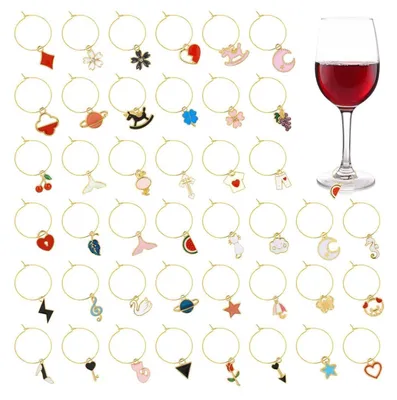 Produktbild von Weinglas Anhänger 40er Set mit Schnallendesign für Cocktail, Wein, Champagner, Party-Dekoration, Gold