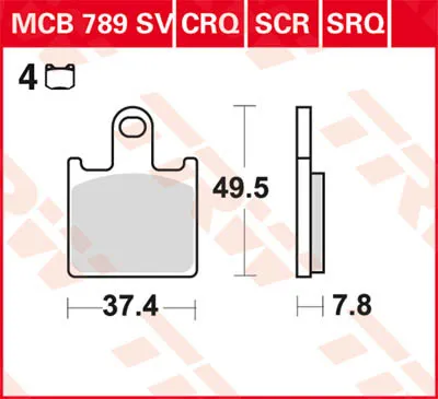 Obrázok produktu pre Sada brzdových doštičiek TRW MCB789CRQ ZZR1400 ZXT40A