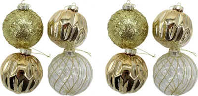 Produktbild von Glas Weihnachts-Kugel Mix Ø 10cm - 8 Stück gold