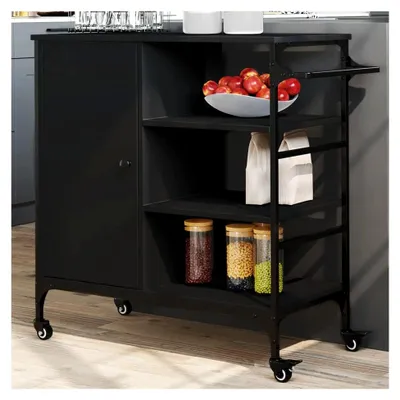 Produktbild von Küchen- und Esswagen, Rollwagen, Schwarz, 87,5 x 38,5 x 84,5 cm, Holzwerkstoff