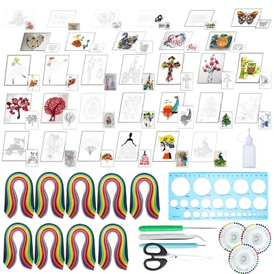 Papier-Quilling-Set, 48-teilig, 30 Vorlagen, 2340 Streifen, Werkzeug