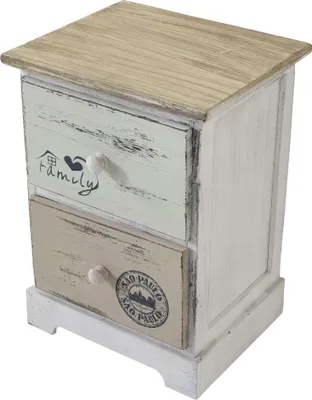 Immagine prodotto di Milani Home - mobiletto in legno con 2 cassetti, grigio chiaro, stile shabby chic, 29 x 25 x 40 cm
