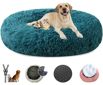 Obrázok produktu pre Plyšové pelíšky v tvare donutu pre psov, s protišmykovou spodnou stranou, priemer 40 cm