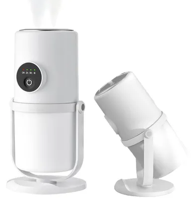 Produktbild von Luftbefeuchter, Humidifier mit drehbarem Standfuß, stufenlos dimmbarem warmem Nachtlicht und 2/8-Stunden-Timerfunktion, für Schlafzimmer, Büro