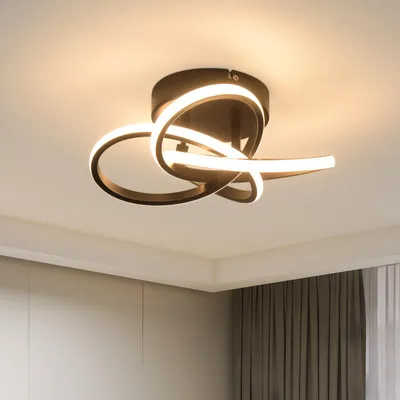 Immagine prodotto di ZMH LED plafoniera cucina lampada 28W 3000K nero plafoniera bianco caldo metallo moderno a quattro petali fiore design plafoniere camera da letto lampada