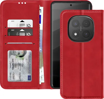 Obrázok produktu pre Avizar, puzdro Xiaomi Redmi Note 14 Pro / Pro Plus s funkciou stojana na peňaženku, červené