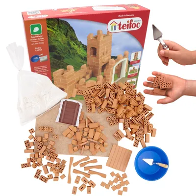 Produktbild von teifoc Burg - Steinbaukasten 3500, Ziegelburg mit 200+ Bauteilen