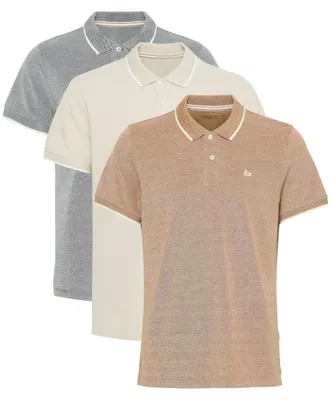 Image de Lot de 3 polos pour hommes BHPolo, chemises à col polo avec boutons, 100% coton, coupe classique