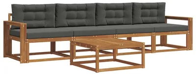 Produktbild von vidaXL Outdoor-Sofagarnitur mit Kissen 5 pcs Natur und Anthrazit