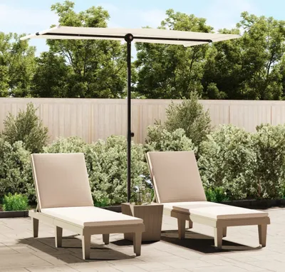 Image de The Living Store Parasol avec mât en aluminium 180 x 110 cm blanc sable
