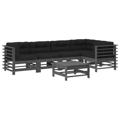 Produktbild von vidaXL 6-tlg. Garten-Lounge-Set mit Kissen Grau Massivholz