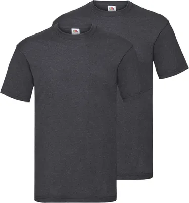 Produktbild von Doppelpack Fruit of the Loom Valueweight T-Shirt + GRATIS MyShirt Stoffbeutel Farbe: dunkelgrau meliert Größe: 3XL