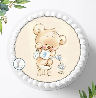 Produktbild von Für die Geburtstags Torte ein Tortenaufleger, Zuckerbild mit dem Motiv: Teddybär, Essbares Foto für Torten, Fondant, Ø 20cm, 1793z