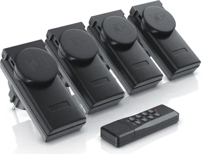 Produktbild von Arendo Outdoor Funksteckdosen-Set für den Außenbereich - 4x Funkschalter / 1x Fernbedienung / IP44