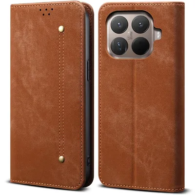Obrázek produktu pro Pouzdro pro Xiaomi 15T Pro, Kožené Peněženkové Pouzdro s Magnetickým Uzavíráním a Stojánkem hnědé