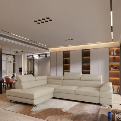 Produktbild von Masseno Ecksofa FAVIEN L-S mit Schlaffunktion L-Form, Sofa mit Bettkasten, Wohnzimmersofa, Couch, Soffa, Bettsofa, Couchgarnitur- Beige, QUELLE 05