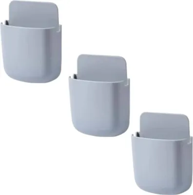 Produktbild von Abstandsbedienungshalter – praktische Halterung für Fernbedienungen – Set von 3 – 3 x 9 x 11,5 cm – stilvolles Design in Weiß