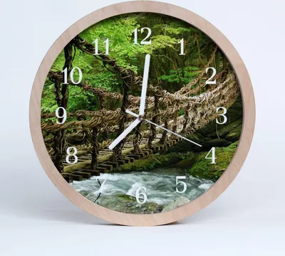 Produktbild von Holzuhr 30fi cm wanduhr - Hängebrücke Architektur