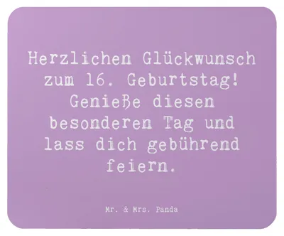 Produktbild von Mr. & Mrs. Panda Mousepad Spruch 16. Geburtstag - Lavendeltraum - Geschenk, Alter, Mauspad, Erwachsenwerden, Teenager, feiern, mousematte, Geburtstagsgeschenk, computer