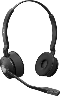 A black Jabra stereo headset with a microphone boom.