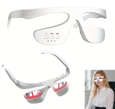 Produktbild von Rotlicht-Augenpflegegerät als Brille mit 630 nm Wellenlänge – Inklusive Mikrostrom – gegen Augenringe und Tränensäcke – nur 10 Minuten täglich
