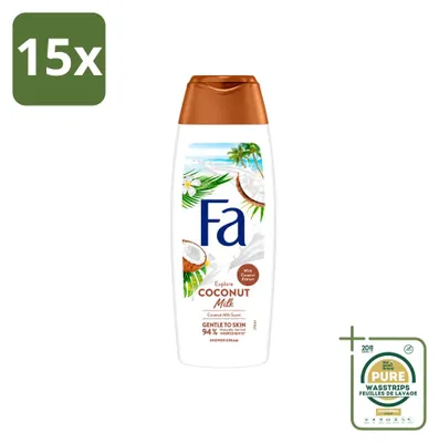 Productafbeelding van 15 x Douchegel met kokosmelk - hydraterend en verzorgend - 250 ml - Voordeelverpakking - 15 stuks