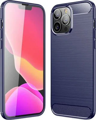 Produktbild von Apple iPhone 13 Pro Max TPU Case Carbon Fiber Optik Brushed Schutz Hülle Blau
