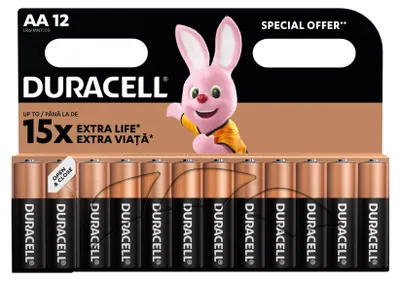 Produktbild von Duracell 5000394203334, Einwegbatterie, AA, Alkali, 1,5 V, 12 Stück(e), Schwarz, Bronze