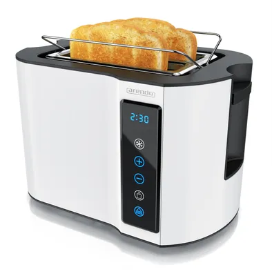 Produktbild von Arendo Toaster Wärmeisoliertes Doppelwandgehäuse, Display mit Restzeitanzeige, 2 kurze Schlitze, für 2 Scheiben, 800 W, Touchpanel, Brötchenaufsatz, 7 Bräunungsgrade