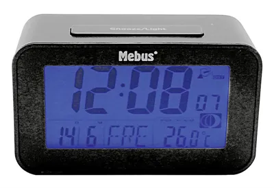 Produktbild von MEBUS Funk-Wecker digital ohne 2x AAA Batterien 7,1x12x4,8cm anthrazit