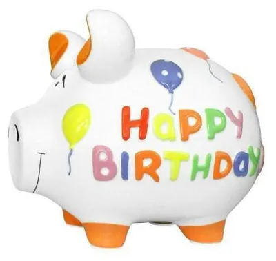 Produktbild von KCG  Spardose Sparschwein Urlaubskasse Glücksschwein Happy Birthday