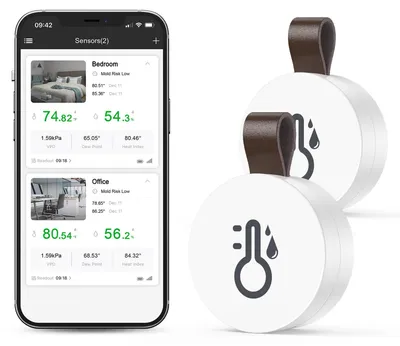 Productafbeelding van Bluetooth Thermometer Hygrometer Set van 2 Temperatuursensoren