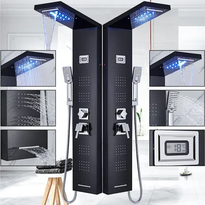 Obrázok produktu pre LED sprchový panel Sprchová súprava z nehrdzavejúcej ocele Dažďová sprcha Sprchová montáž Masážny sprchový stĺp