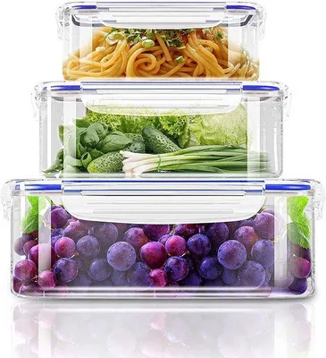 Immagine prodotto di Organizer da cucina blu in 3 pezzi con coperchio, senza BPA, 3 contenitori