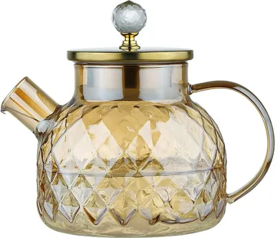 Produktbild von Karaffe Glaskaraffe Edelstahl Deckel Glas Krug als Getränkekanne Teekanne, 1L, (1-tlg)