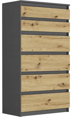 Obrázek produktu pro Komoda 70 cm 6 zásuvek skříňka FRAMIRE R-6 antracit mix artisan