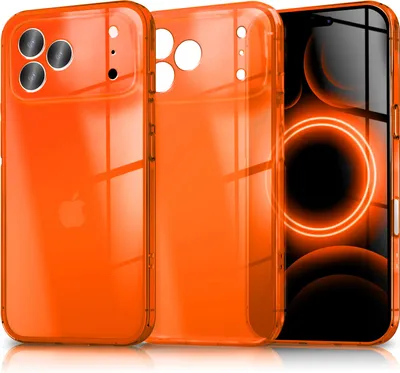 Obrázek produktu pro Pouzdro „Vibe“ pro iPhone 17 Pro – neonové barevné svítící pouzdro na mobilní telefon, průhledné měkké pouzdro, ochranné pouzdro z TPU – oranžové