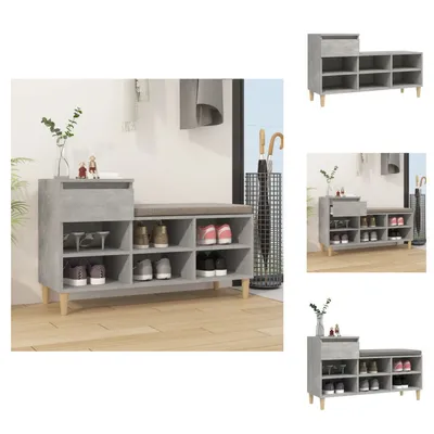 Zdjęcie produktu dla vidaXL Stojak na buty betonowy szary 102x36x60 cm materiał drewnopochodny - Stojaki i szafki na buty