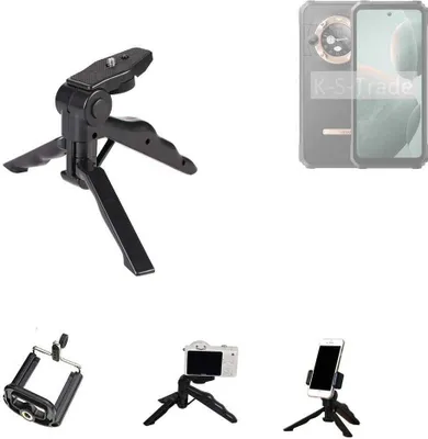 Produktbild von K-S-Trade Stativ Tisch-Ständer Dreibein Handy-Stativ Ständer kompatibel mit Blackview BL9000 Mini-Stativ Smartphone Tripod Handy-Stativ aus Plastik