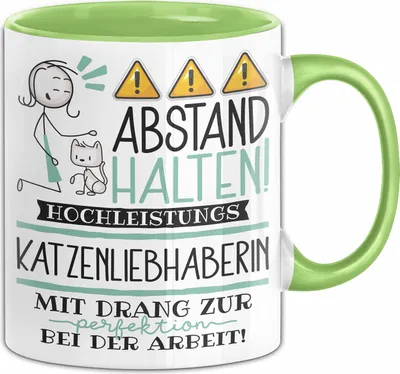 Produktbild von Katzenliebhaberin Tasse Geschenk Lustig Abstand Halten Hochleistungs-Katzenliebhaberin Mit Drang Zur Perfektion Bei Der Arbeit (Grün)