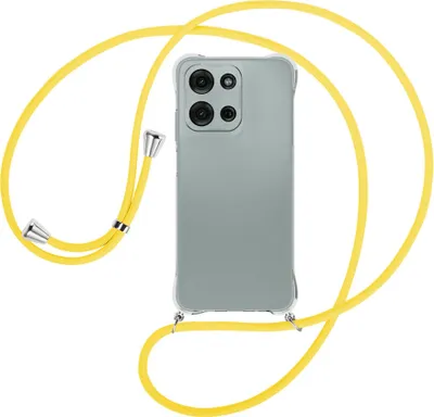 Produktbild von Handykette Backcover-Schutzhülle mit Band (Metall silberfarben) für Motorola Moto G Play 4G (2025) - gelb
