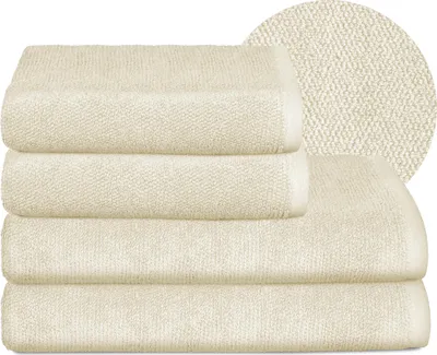 Produktbild von BEAUTEX Handtuch-Set Premium Frottier Sets, 100% Baumwolle 550g/m²,Creme,Set: 2 Hand-, 2 Badetücher