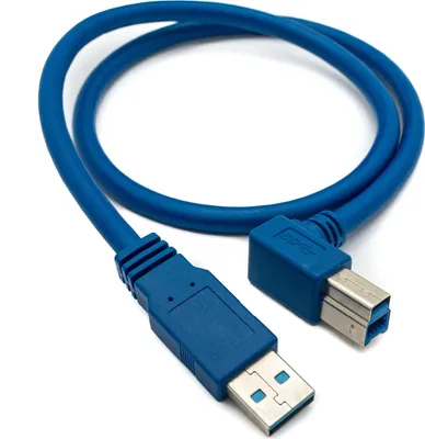 Produktbild von SYSTEM-S USB 3.0 Kabel 60 cm Typ B Stecker zu Typ A Stecker Winkel in Blau