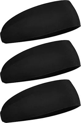 Immagine prodotto di confezione da 3 fasce per lo sport, nere, unisex, per corsa all'aperto, ciclismo, fitness